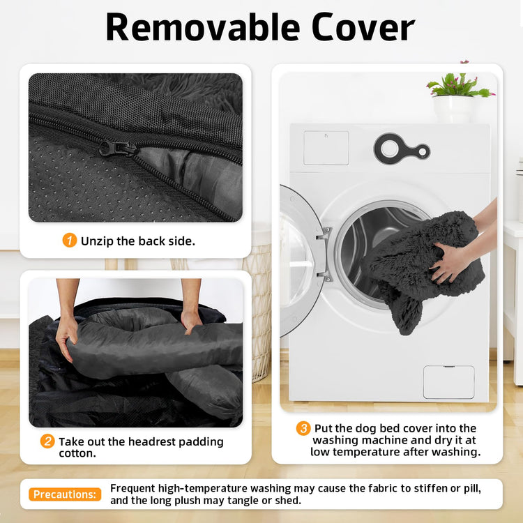 Calming Dog Bed Fluffy Plush Dog Mat for Furniture Protector with Removable Washable Cover for Large Medium Small Dogs and Cats (Small(35x31x5), Light Grey)