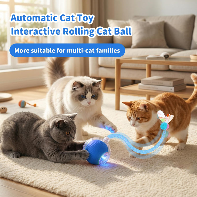 Interactive Cat Toys for Indoor Cats Smart Automatic Ball Rolling for Bored Kitten Pet Upgraded Speedy Moving Chase Dogs Toy Mothers Day Gifts Red