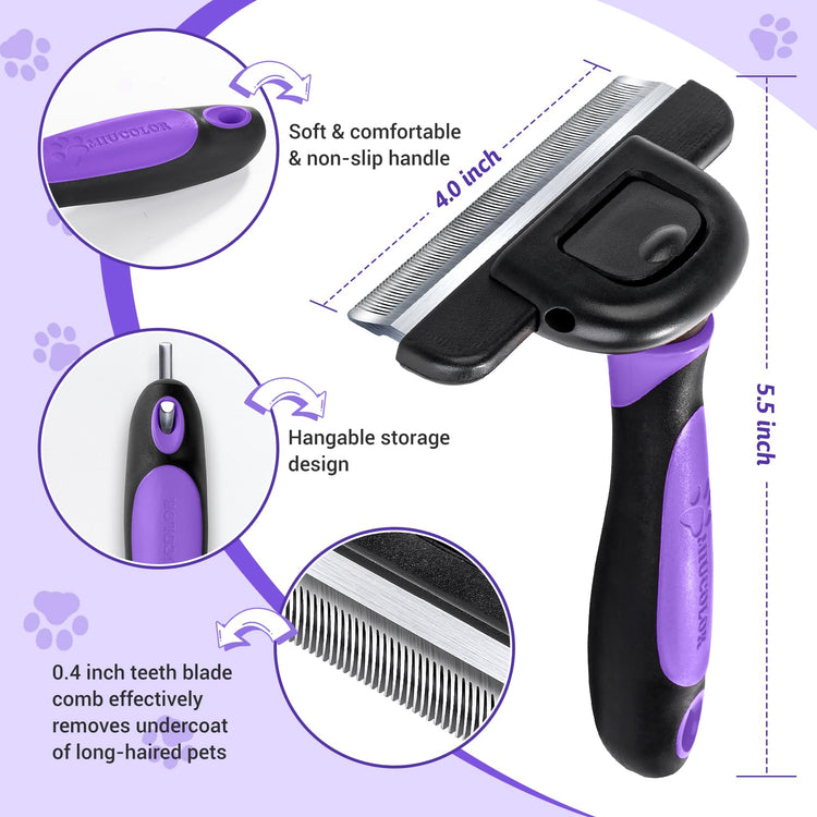 MIU COLOR Pet Grooming Brush, Deshedding Tool for Dogs & Cats, Effectively Reduces Shedding by up to 95% for Short Medium and Long Pet Hair, Purple