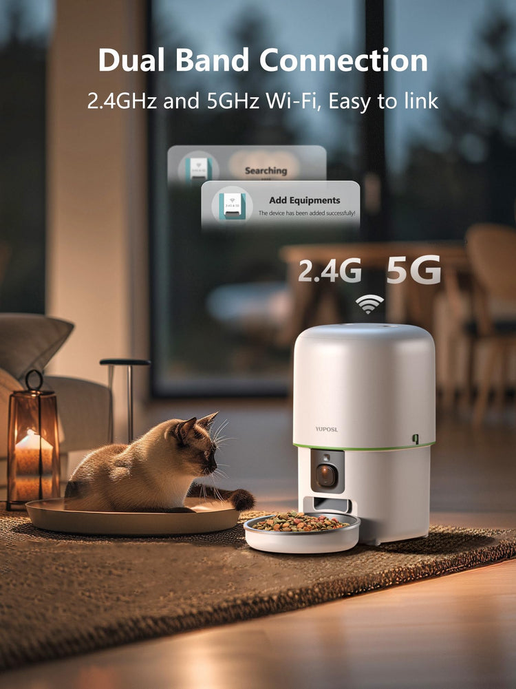 Yuposl Automatic Cat Feeders - 2L Cat Food Dispenser Easy to Use, Timed Automatic Pet Feeder with Over 180-day Battery Life, 1-6 Meals Dry Food Programmable Portion Control Also for Dogs