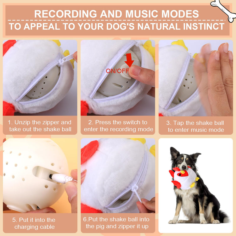 BABORUI Interactive Dog Toys Pig, Jumping Squeaky Dog Toys with Recording and Music Modes, Rechargeable Moving Dog Chew Toys for Small/Medium/Large Dogs to Keep Them Busy(Blue Pig)