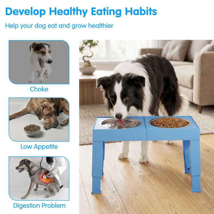 XIAZ Elevated Dog Bowls Large Breed Raised Dogs Bowl Stand Large/Medium Sized Dog Stainless Steel Food Water Bowl Stands 5 Heights Adjustable 9/11/12/14in Black Pet Feeder Dish Station