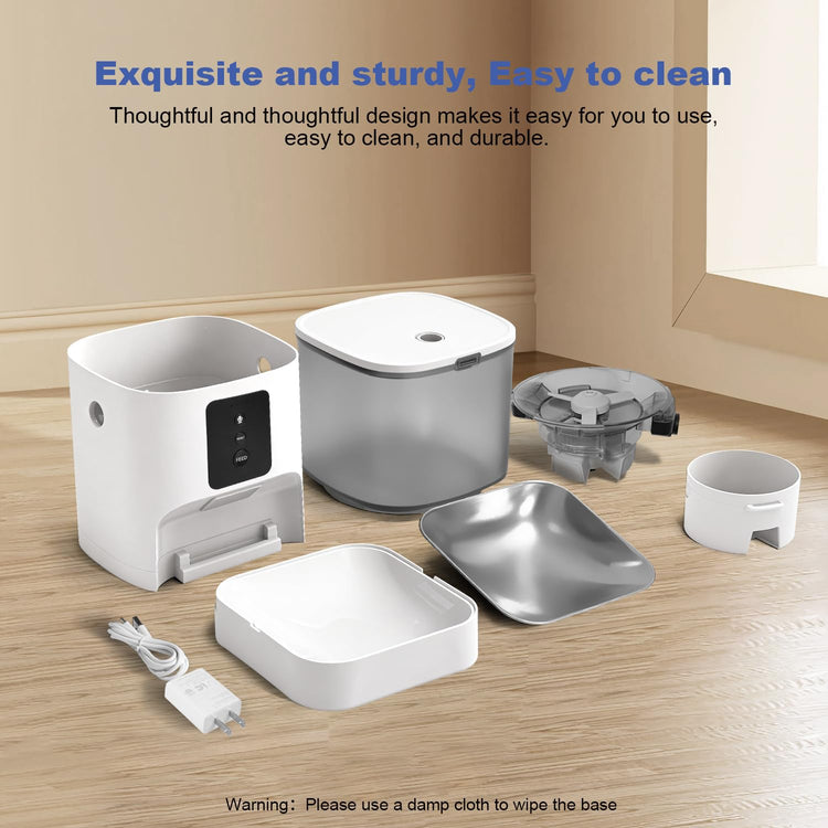 ANDOLL HOME Automatic Cat Feeder, 4L Cat Food Dispenser with 10s Voice Recorder, Pet Feeder up to 8 Meals per Day, Timed Dog Feeder with Dry Food Sealed Ring