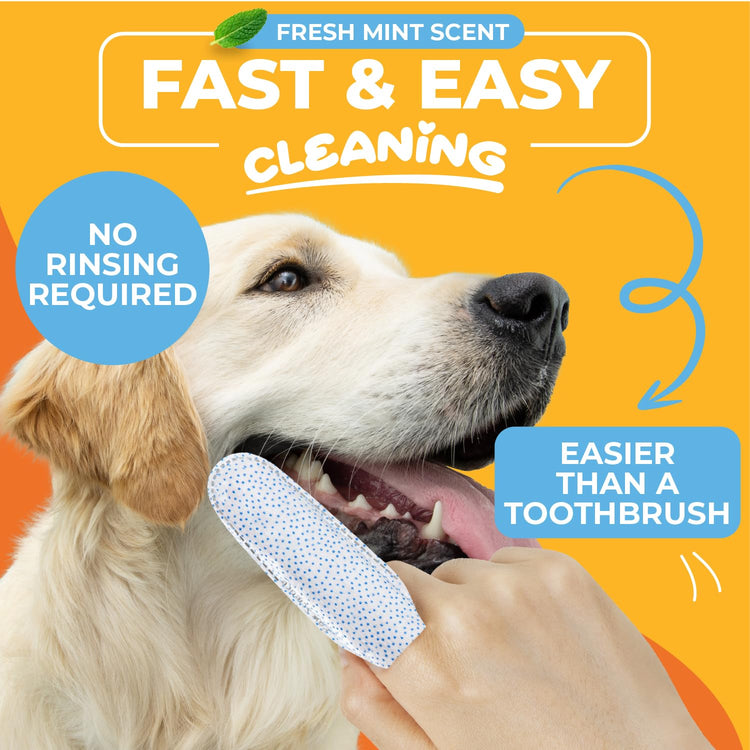 Paw Science Dog & Cat Teeth Cleaning Wipes - Dental Finger Wipes for Cats & Dogs - Pet Toothbrush & Tooth Brushing Kit - Effective Teeth Cleaner (Unscented)