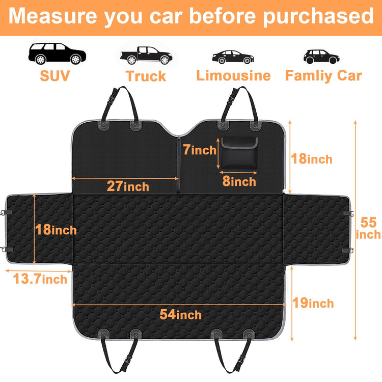 Mancro Dog Car Seat Cover for Back Seat, 2026 Upgraded 600D Heavy Duty Waterproof & Scratch-Resistant Dog Hammock for Car, Back Seat Pet Cover for Dogs with Sedan, Trucks and SUVs, Standard, Black