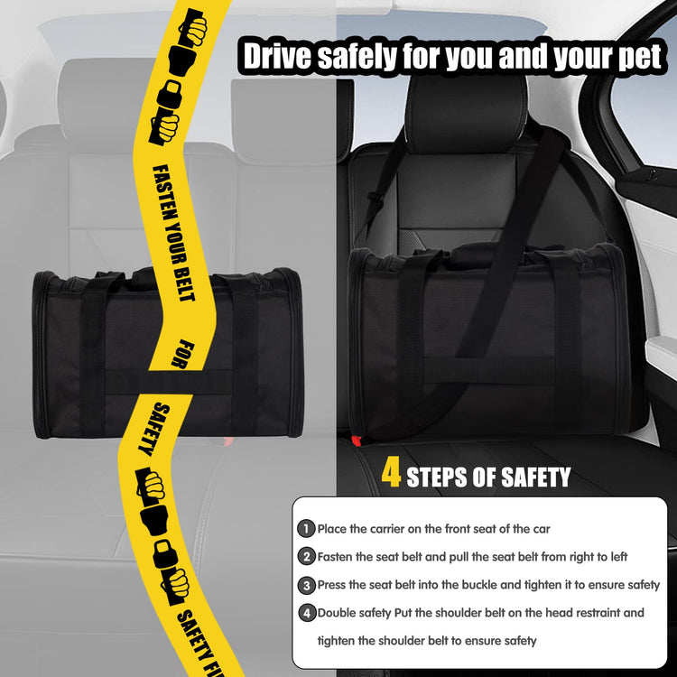 Cat Dog Carriers Soft-Sided Pet Carrier Large Cats for Medium Big Cat Small Dog Puppy up to 16lbs TSA Airline Approved Animal Collapsible Cat Carrier Carriers Travel Carrier Cat Bag (17x11x11)