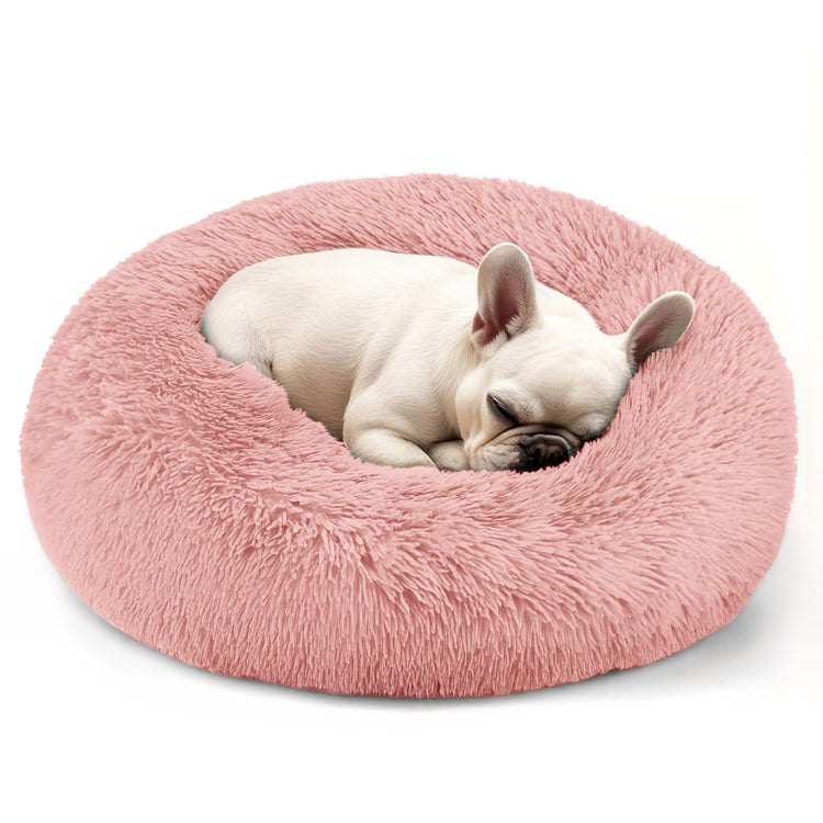 Hoewina Dog & Cat Bed for Indoor Cats, 20in Calming Donut Bed for Puppy and Kitten, Washable Round Fluffy Pet Bed for Small Medium Dogs and Cats (Light Grey)