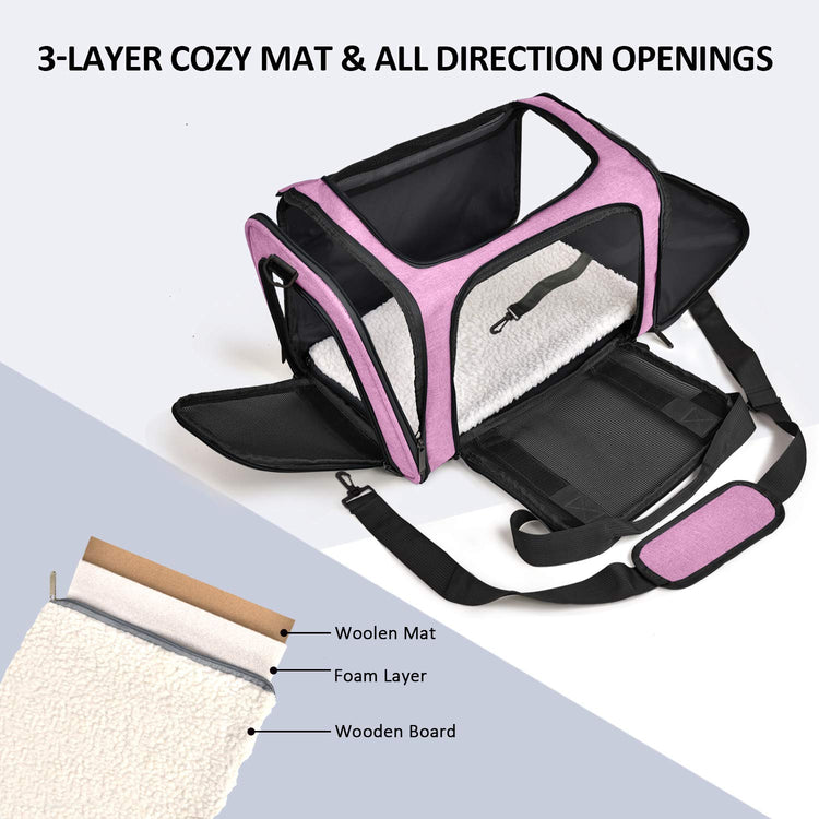 Henkelion Cat Carriers Dog Carrier Pet Carrier For Small / Medium Cats Dogs Puppies (Up To 15lbs), TSA Airline Approved Small Dog Carrier Soft Sided, Collapsible Waterproof Travel Puppy Carrier - Grey