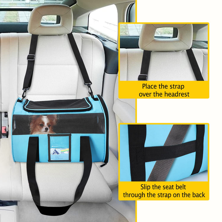 Refrze Cat Carrier,Dog Carriers for Small Dogs Medium Cats Pet Carrier up to 15 Lbs, TSA Airline Approved Cat Carrier Soft, Cat Dog Crate Travel Bag,Grey