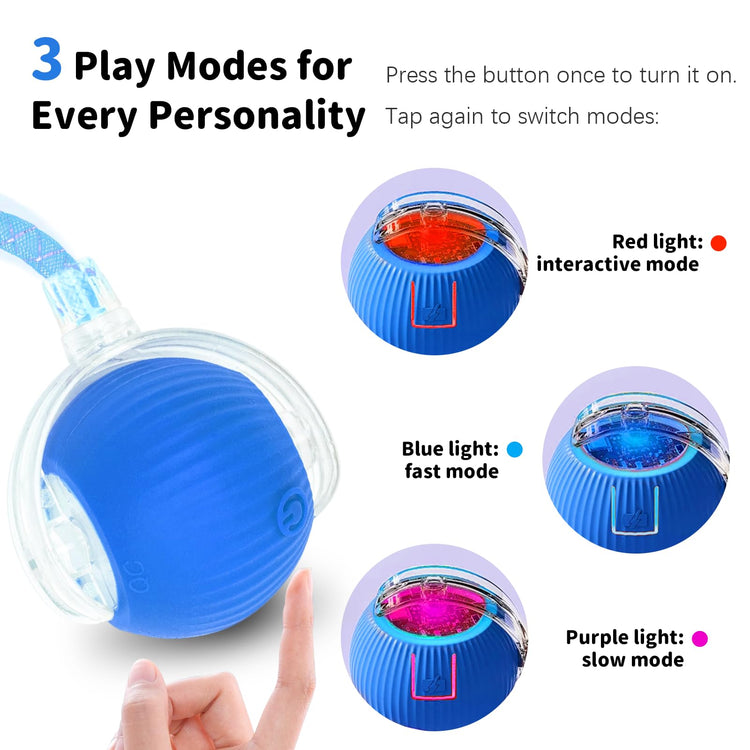 Interactive Cat Toys for Indoor Cats Smart Automatic Ball Rolling for Bored Kitten Pet Upgraded Speedy Moving Chase Dogs Toy Mothers Day Gifts Red