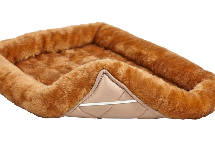 MidWest Homes for Pets QuietTime Fashion XXS Dog Bed - Pink Faux Fur Bolster, Ultra-Soft and Machine Washable, Fits 18-Inch Crates and Carriers, for Small Dogs and Cats