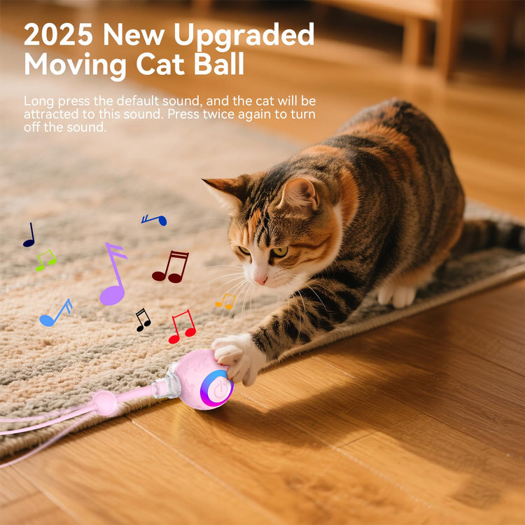 Smart Interactive Cat Dog Toys, Automatic Pet Toys for Bored Indoor Cats and Dogs, Motion Activated, USB Rechargeable, Christmas Pet Birthday Gifts (Pink)