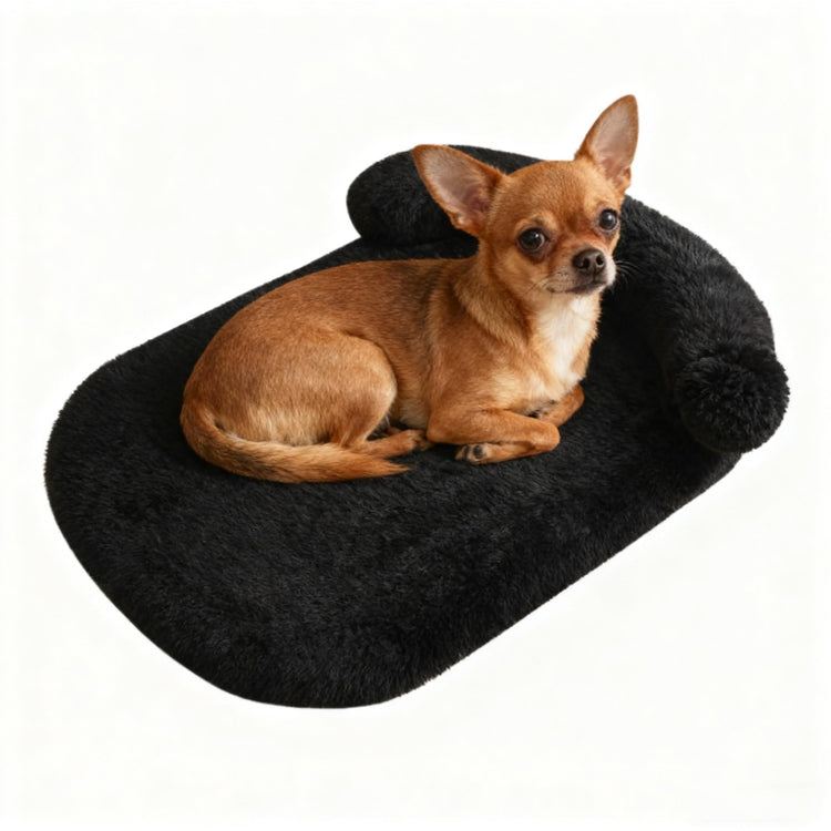 Orthopedic Dog Bed with Egg-Crate Base, Calming Dog & Cat Beds Long Plush with Raised Edges, Spine Friendly Pet Sleeping Mat for Small Medium Dogs, Machine Washable (Oval, Beige 26"x20")