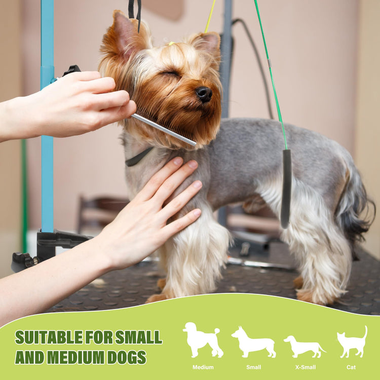 Dog Grooming Arm with Pet Grooming Hammock, getlstub 35" Pet Grooming Table Arm with Adjustable No Sit Haunch Holders, Dog Grooming Stand with Loop Noose for Small and Medium Pets