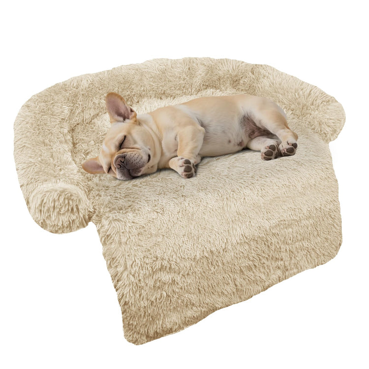 Calming Dog Bed Fluffy Plush Dog Mat for Furniture Protector with Removable Washable Cover for Large Medium Small Dogs and Cats (Small(35x31x5), Light Grey)