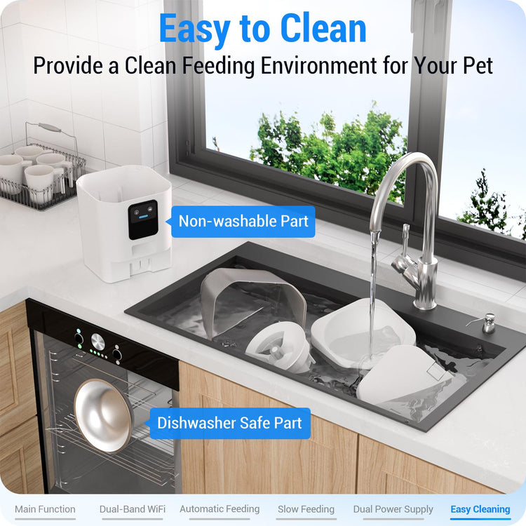 Frienhund Timed Automatic Cat Feeder 2 Cats with Slow Feed: Dual Automatic Dog Feeder with Information Visualization, Programmable Auto Cat Food Dispenser for Multiple Pets,Detachable for Clean-29 Cup
