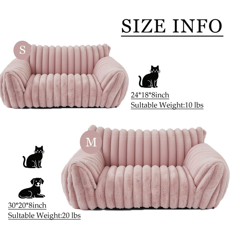 Cat Couch for Pets - Cute Cat Beds for Indoor Cats with Removable Cover, Washable Soft Corduroy Plush, Fluffy Supportive Pet Sofa Chair for Small Dog & Cats, 30 inch Brown