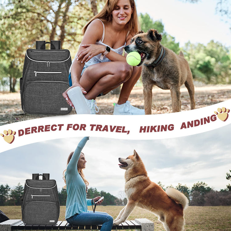 BAGLHER丨Dog Travel Bag Backpack, Airline Approved Pet Supplies Backpack, Dog Travel Bag with 2 Silicone Collapsible Bowls and 2 Food Baskets, Black