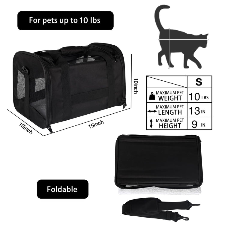 Cat Dog Carriers Soft-Sided Pet Carrier Large Cats for Medium Big Cat Small Dog Puppy up to 16lbs TSA Airline Approved Animal Collapsible Cat Carrier Carriers Travel Carrier Cat Bag (17x11x11)