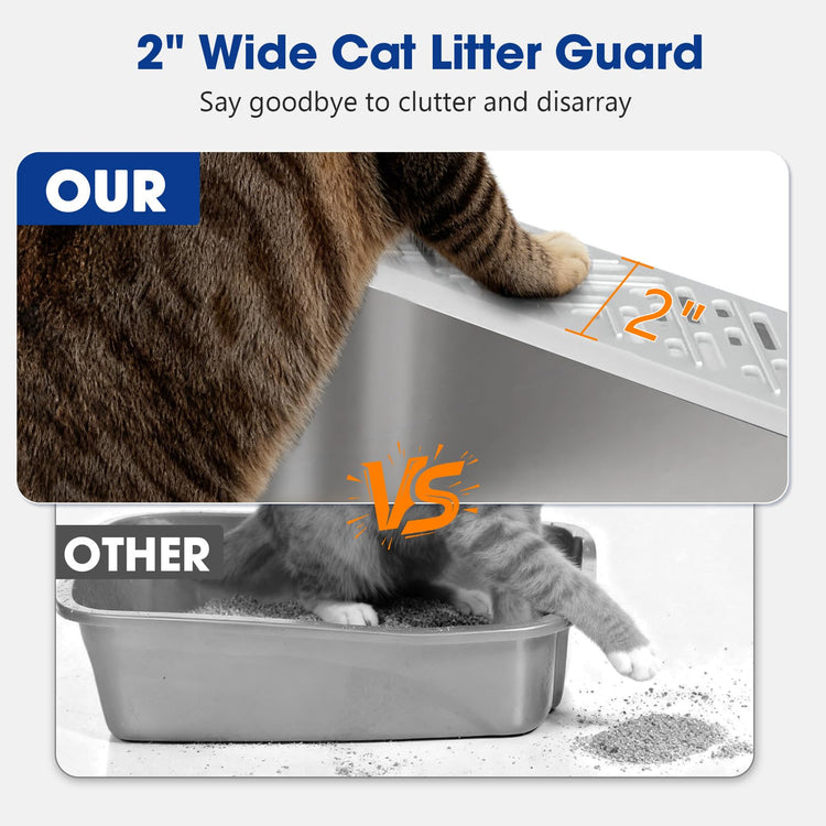 2 Pack XL Stainless Steel Litter Box, Metal Cat Litter Boxes with Lid, High Sided Enclosed Litter Boxes for Big Cat and Multiple Cats, Anti-Urine Leakage | Non-Stick Bottom & Includes Scoop