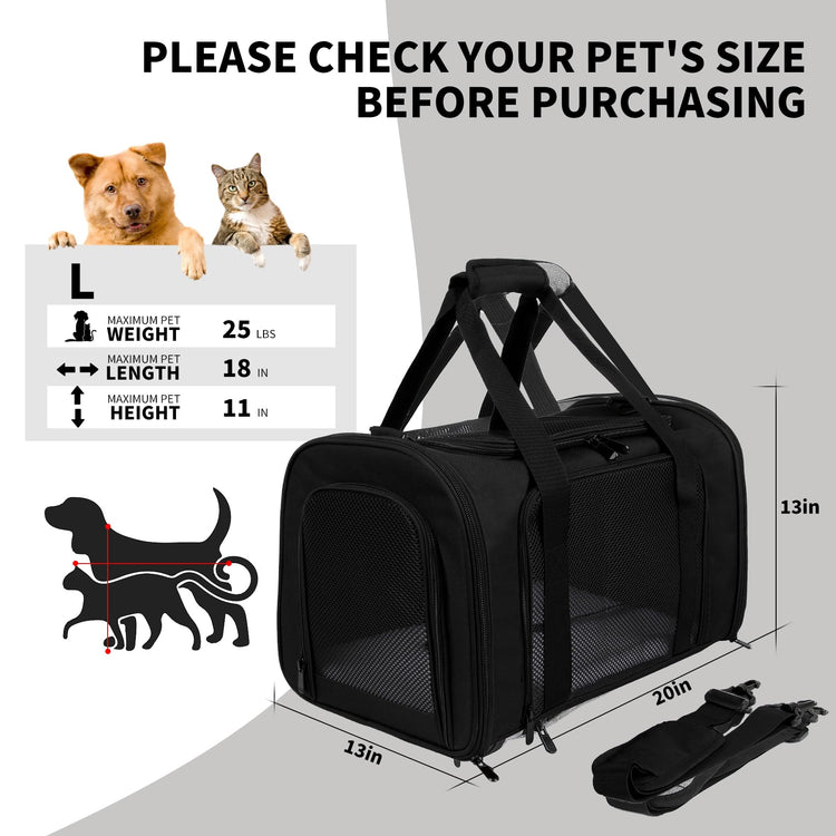 Cat Dog Carriers Soft-Sided, Pet Travel Carrier for Small Cats Dogs Under to15lbs, Soft-Solid Collapsible Carrier,(Medium,Green)