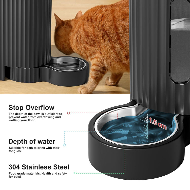 Gardner Pet Automatic Gravity Cat Food Feeder and Water Dispenser Stainless Steel Two-in-One Set Large Capacity Dispenser for Pets Dogs, Puppies, Kittens-(0.8 Gallons x 2)