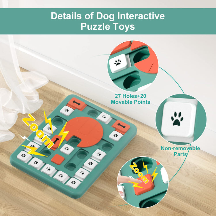FOXMM Interactive Dog Treat Puzzle Toys for IQ Training & Mental Stimulating,Fun Slow Feeder,Large Medium Small Dogs Enrichment Toys with Squeak Design