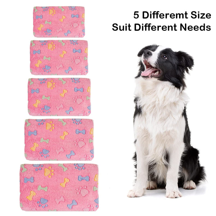 Dono 1 Pack 3 Dog Blankets, Soft Fluffy Fleece Pet Blanket Warm Sleep Mat Paw Print Design Puppy Kitten Throw Blanket Doggy Mat Blanket for Dogs