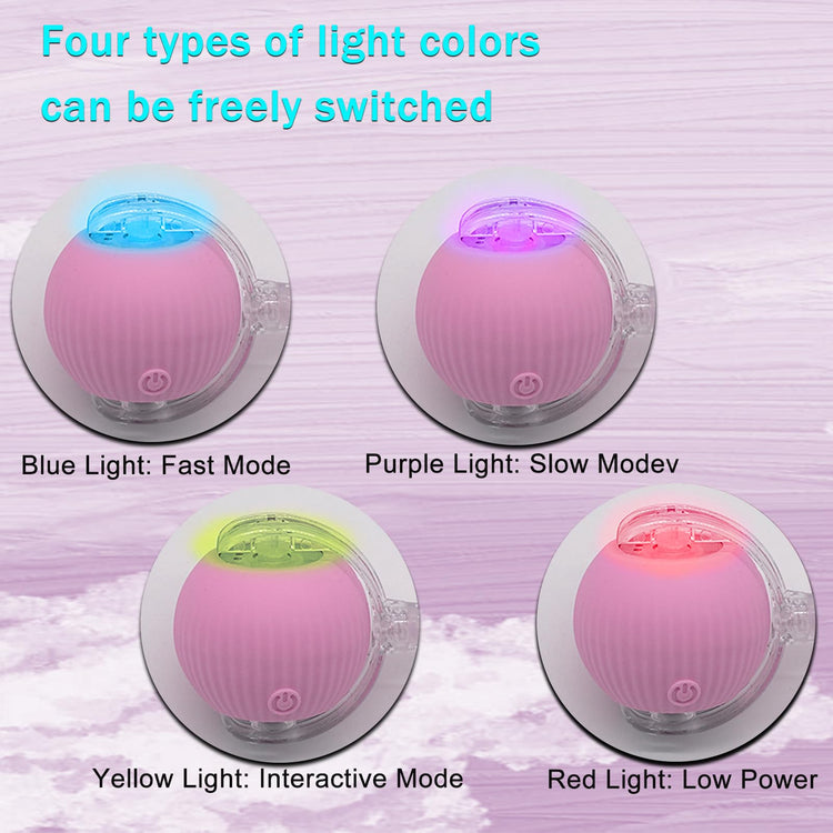 Interactive Cat Dog Toy Ball: Indoor Small Automatic Moving Smart Rolling Fun Pet Game with Led Light and String Tail for Motion Activated, Cute Kitten Puppy Present, Exercise Wheel Supplies (Yellow)