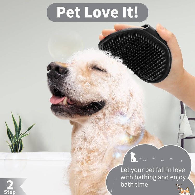 Comotech 6PCS Dog Bath Brush & Dog Toothbrush | Adjustable Handle Shampoo Brush & Scrubber for Short & Long Haired Dogs & Cats | Effectively Solve Odor & Stain Removal Problems (Blue Blue Blue.)