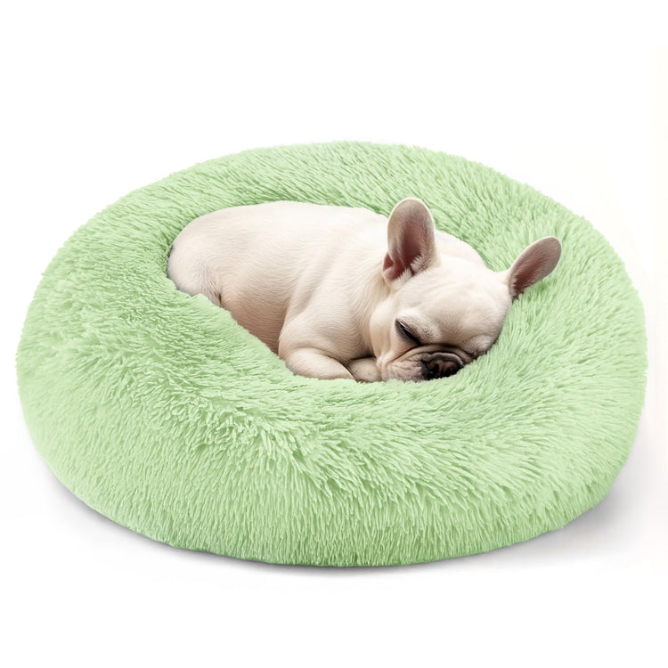 Hoewina Dog & Cat Bed for Indoor Cats, 20in Calming Donut Bed for Puppy and Kitten, Washable Round Fluffy Pet Bed for Small Medium Dogs and Cats (Light Grey)