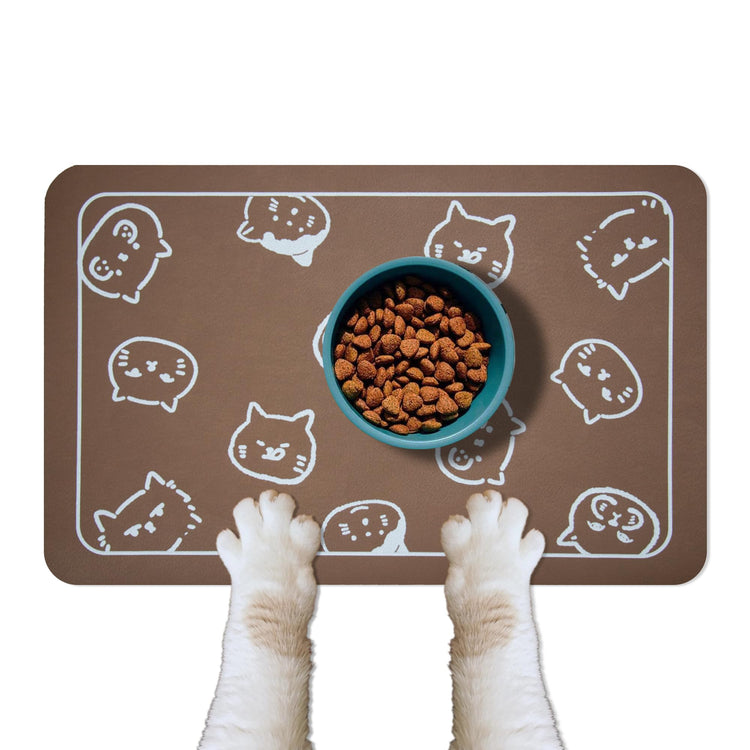 YCT Cat Pet Food Mat - Non-Slip Bottom Absorbent Quick Dry Feeding Mat for Dogs and Cats - Pet Supplies, 11.8"x18.1" Beige