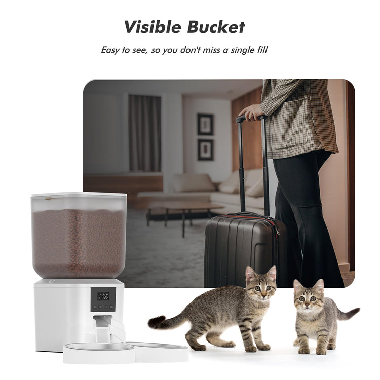 Automatic Dog Feeder - 8L/34 Cups Large Capacity Automatic Cat Food Dispenser with LCD Screen, Large Food Tray, Battery Operated, Timed Cat Feeder, Up to 50 Portions 6 Meals Per Day, Keeps Fresh