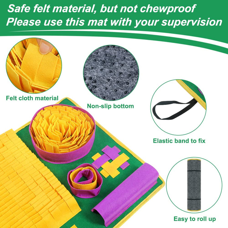 Vivifying Snuffle Mat for Dogs, Interactive Dog Puzzle Toy for Boredom and Mental Stimulation, Enrichment Feeding Game Sniff Mat Helps Slow Eating and Keep Busy