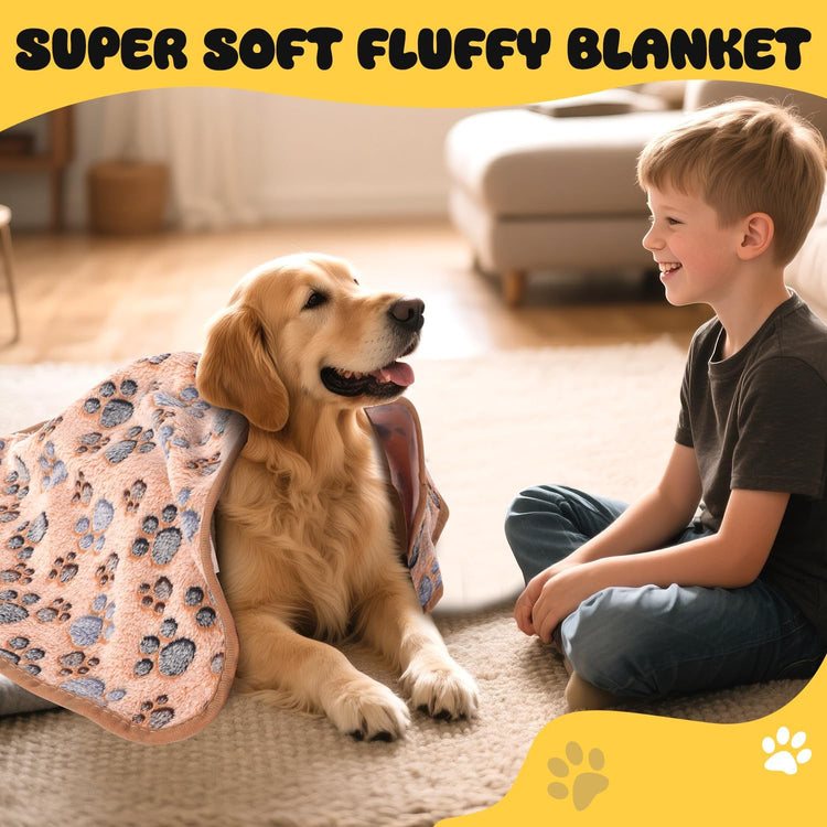 4 Pack Premium Soft Pet Blankets Washable, 23" x 16" Flannel Blankets for Dog Puppy Cat, Brown/Pink/White/Coffee