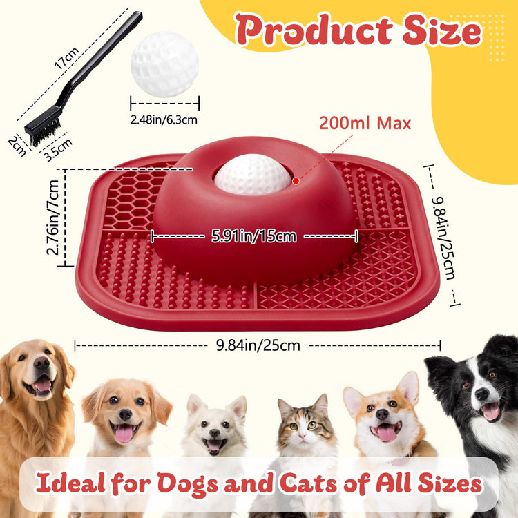 Slow Feeder Dog Bowls & Lick Mat for Liquid and Thick Treat, Anti-Slip Dog Lick Bowl with Interactive Rolling Ball, 5/6 Cup Pup Licking Toy for Large Medium Small Dogs and Cats Blue
