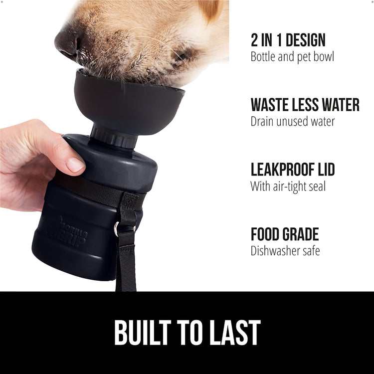 GORILLA GRIP Dog Water Bottle, Portable Water Bowl Dispenser for Dogs, 12 oz Leak Proof Pet Travel Squeeze Bottles, Food Grade Silicone, to Go Puppy Essentials, Hiking Camping Trip Accessories, Pink
