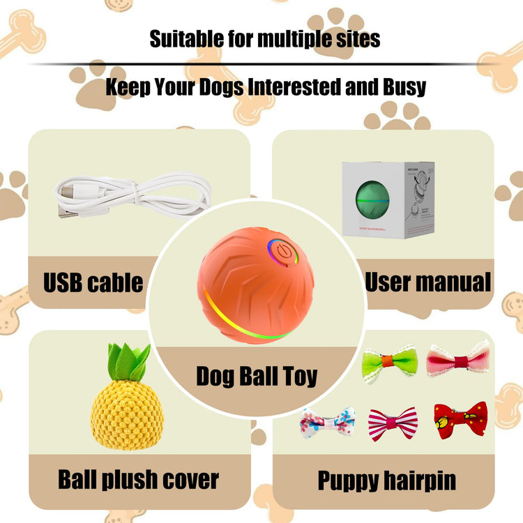 Valentines Day Gifts 2025 New Electric Dog Ball Toy,Electric Ball Dog Toy for Cat,360° Smart Automatic Interactive Rolling Dog Ball, Smart Interactive Pet Toy Ball,Automatic Dog Toy