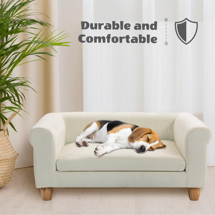 CRITTER SITTERS 33” Faux Suede Ped Bed in Brown, Durable Washable Sofa Couch for Small & Medium Cats & Dogs, Must Have Accessory for Yorkies, Shih Tzus & Frenchies, Kitten & Puppy Essential Furniture