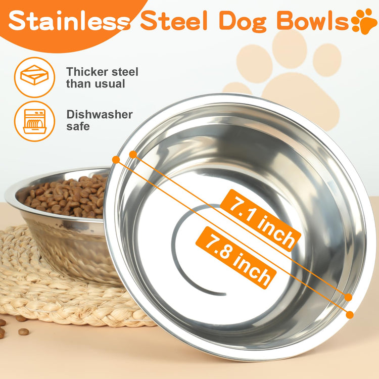 COMESOON Elevated Dog Bowls, 4 Height Adjustable Raised Bowl Stand with 2 Thick 50oz Stainless Steel Food Bowls Non-Slip Feeder Adjusts to 3.7'', 9.2'', 10.75'', 12.36'' Black, (DB-W01)
