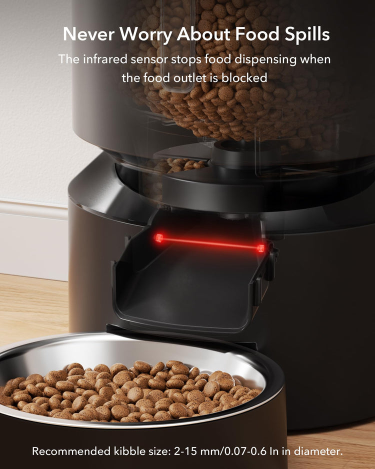 PETLIBRO Automatic Cat Feeder, Automatic Dog Food Dispenser with Freshness Preservation, 5L Timed Pet Feeders for Dry Food, Up to 6 Meals Per Day, Granary 5L Basic Button Type White