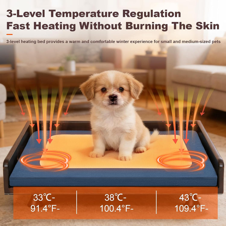 Solid Wood Smart Pet Bed with Physical Cooling Technology, Active Air Circulation & Odor Removal, Gentle Downward Airflow Ventilated Bed for Cats & Small Dogs
