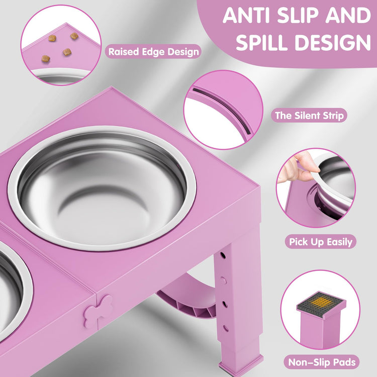 XIAZ Elevated Dog Bowls Large Breed Raised Dogs Bowl Stand Large/Medium Sized Dog Stainless Steel Food Water Bowl Stands 5 Heights Adjustable 9/11/12/14in Black Pet Feeder Dish Station