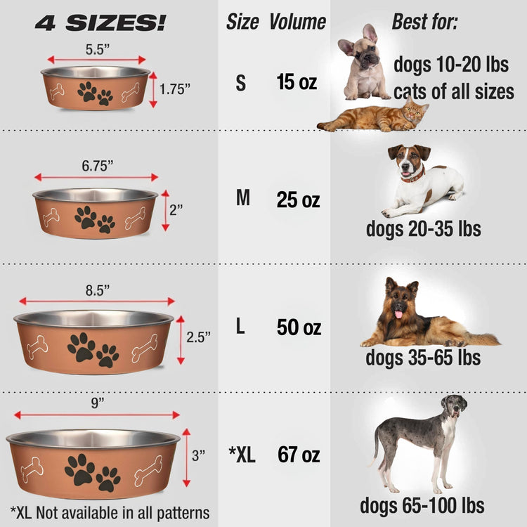 Loving Pets Bella Dog Bowls- Stainless Steel Dog & Cat Bowls - Spill Proof Dog Food Bowl, Cat Bowl, Puppy Essentials & Pet Supplies Great for Home & Travel (Medium 20-35 lbs, Blueberry)