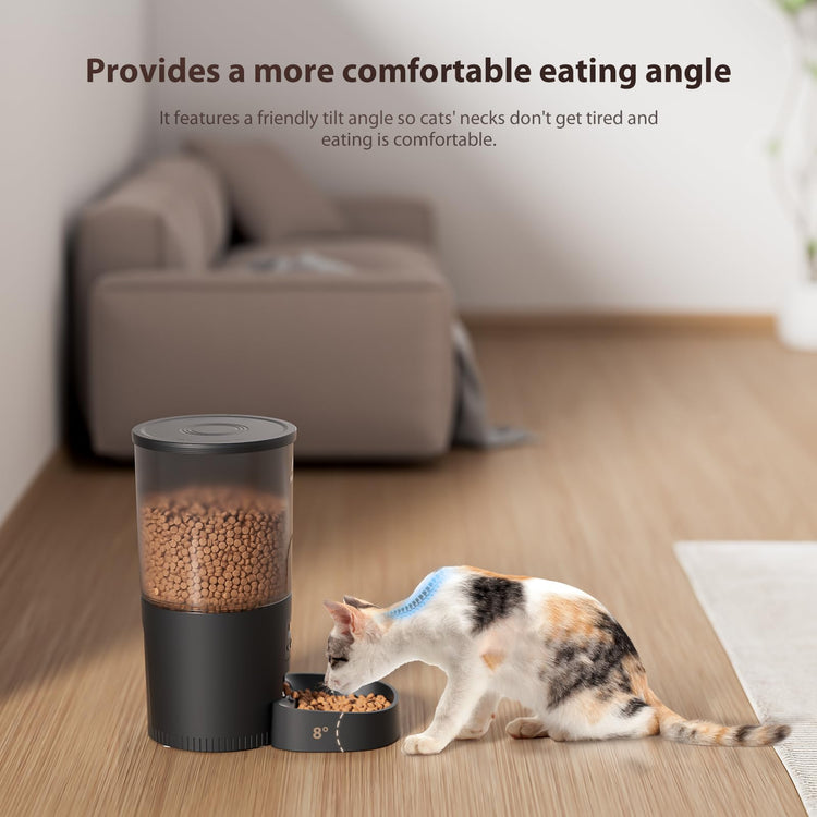 IMIPAW Automatic Cat Feeders, Timed Cat Dry Food Dispenser with Desiccant Bag, Dual Power Supply, Programmable Portion Size, 6 Meals, 20 Portions Per Day, Auto Pet Feeder for Cats and Small Dog, White