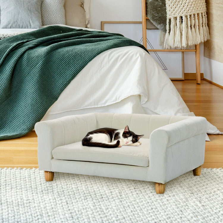 CRITTER SITTERS 33” Faux Suede Ped Bed in Brown, Durable Washable Sofa Couch for Small & Medium Cats & Dogs, Must Have Accessory for Yorkies, Shih Tzus & Frenchies, Kitten & Puppy Essential Furniture