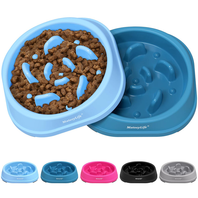 MateeyLife Slow Feeder Dog Bowls 2PCS, Anti-Choking Puzzle Dog Food Bowls, Anti-Slip Interactive Feeding Slow Down Eating, Bloat Stop Maze Dishes for Medium Breeds