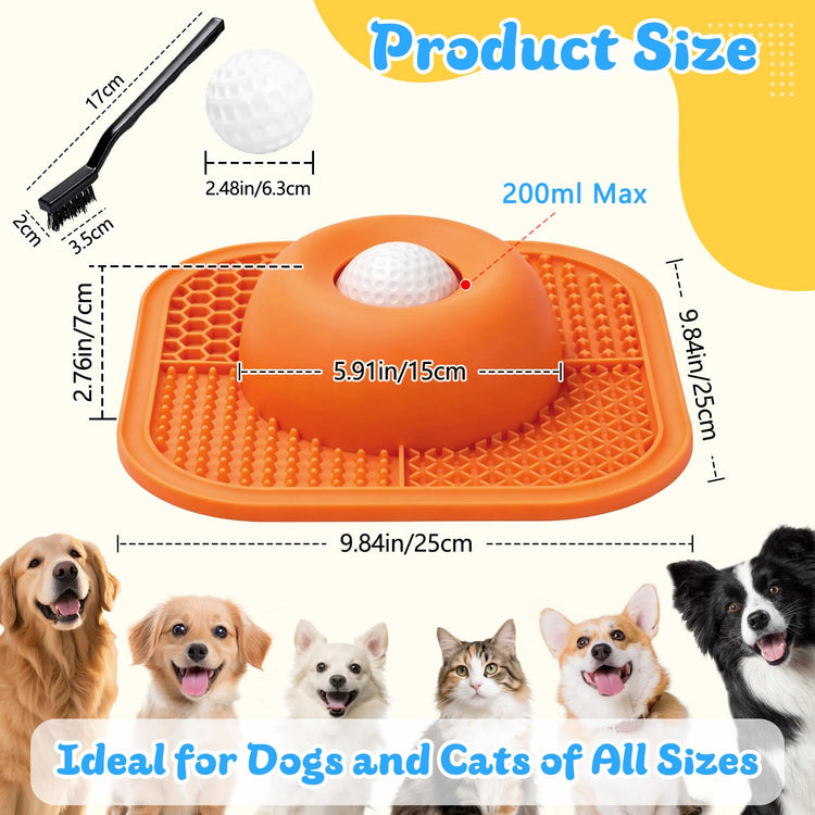 Slow Feeder Dog Bowls & Lick Mat for Liquid and Thick Treat, Anti-Slip Dog Lick Bowl with Interactive Rolling Ball, 5/6 Cup Pup Licking Toy for Large Medium Small Dogs and Cats Blue