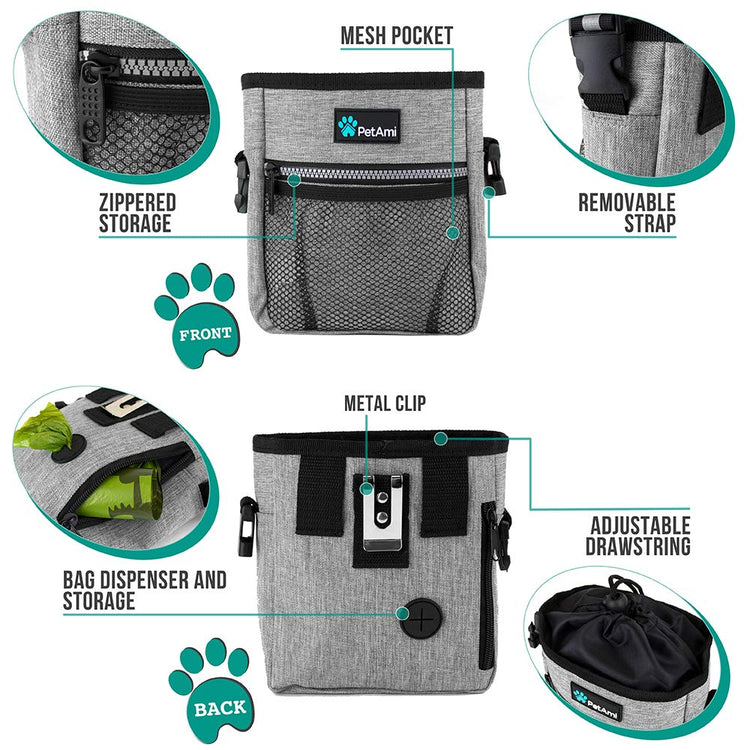PETAMI Dog and CAT Treat Pouch, Heather Gray