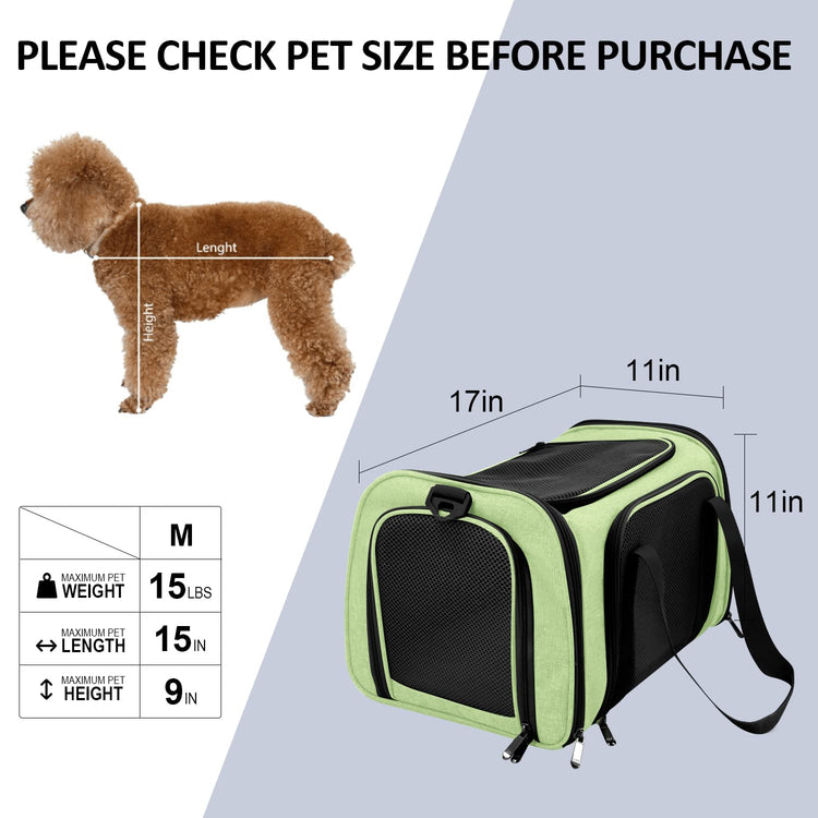 Henkelion Cat Carriers Dog Carrier Pet Carrier For Small / Medium Cats Dogs Puppies (Up To 15lbs), TSA Airline Approved Small Dog Carrier Soft Sided, Collapsible Waterproof Travel Puppy Carrier - Grey